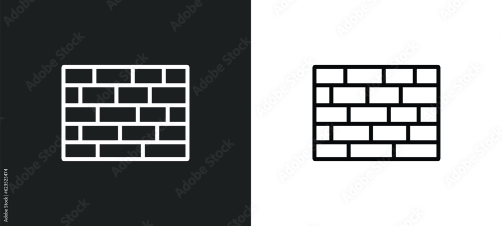 Poster brickwall icon isolated in white and black colors. brickwall outline vector icon from construction c