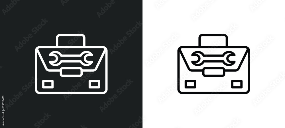 Aufkleber tool bag icon isolated in white and black colors. tool bag outline vector icon from construction col