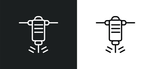 hydraulic breaker icon isolated in white and black colors. hydraulic breaker outline vector icon from construction collection for web, mobile apps and ui.