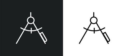 drawing compass icon isolated in white and black colors. drawing compass outline vector icon from construction collection for web, mobile apps and ui.
