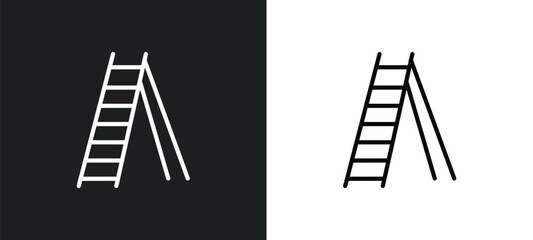 double ladder icon isolated in white and black colors. double ladder outline vector icon from construction collection for web, mobile apps and ui.