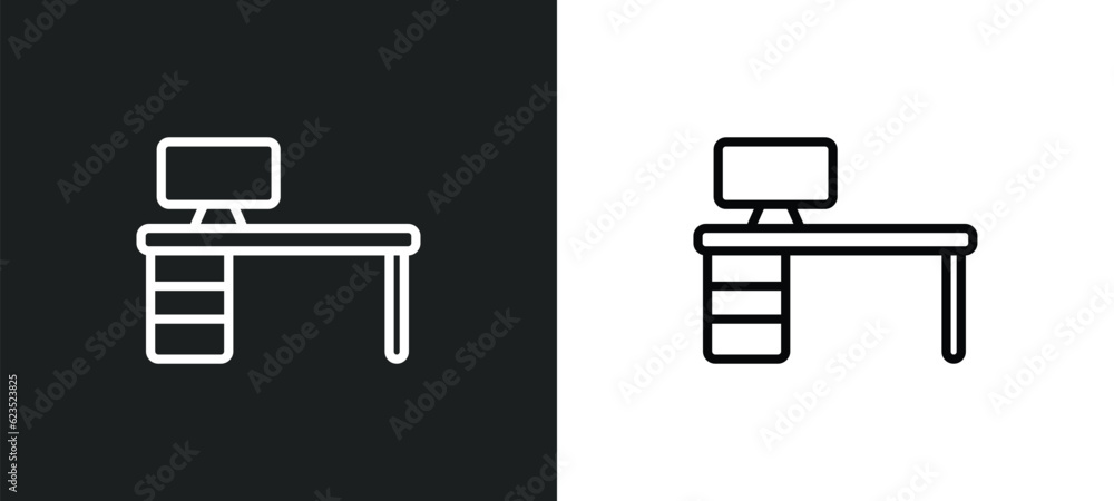 Poster boss office icon isolated in white and black colors. boss office outline vector icon from computer c
