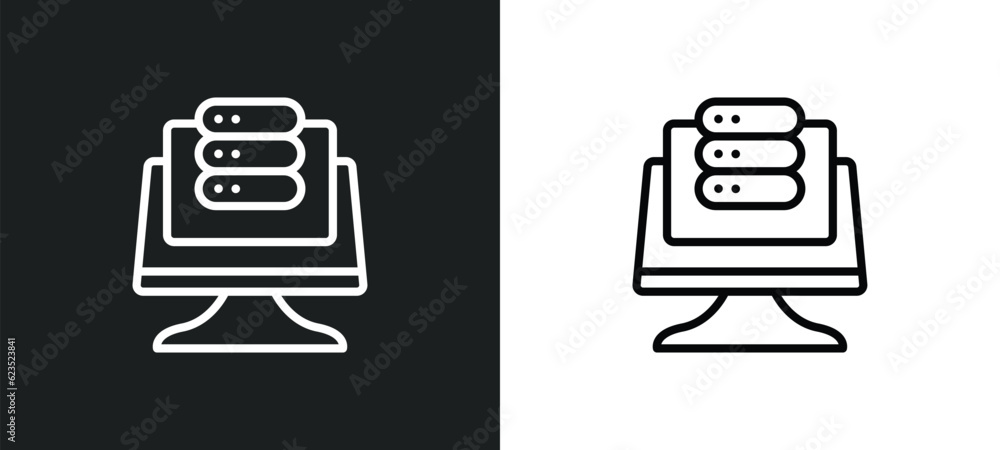 Poster data page icon isolated in white and black colors. data page outline vector icon from computer colle