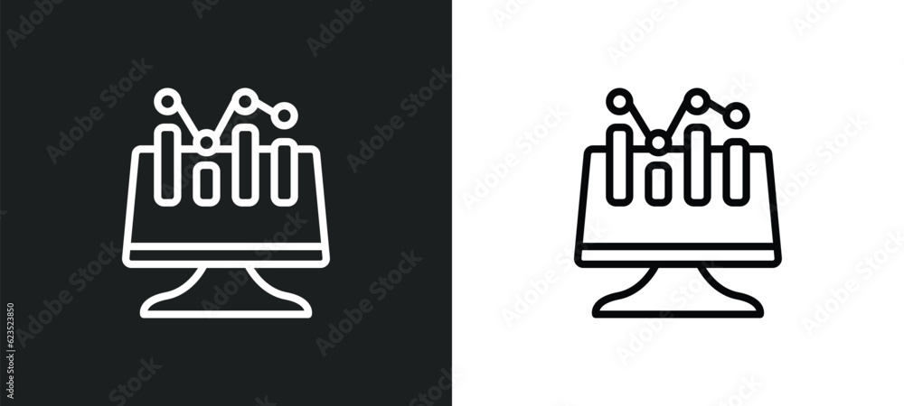 Aufkleber data analyser icon isolated in white and black colors. data analyser outline vector icon from comput