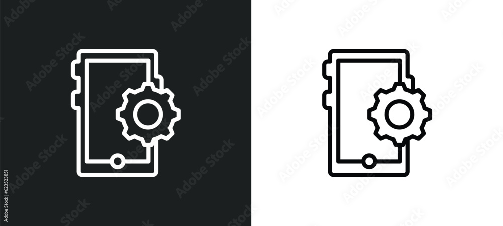 Poster tablet data tings icon isolated in white and black colors. tablet data tings outline vector icon fro
