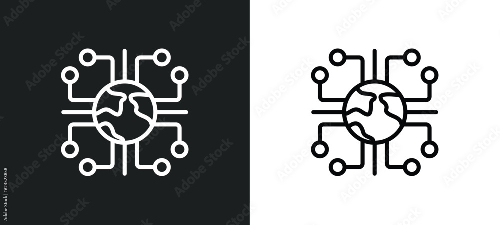 Poster information network icon isolated in white and black colors. information network outline vector icon