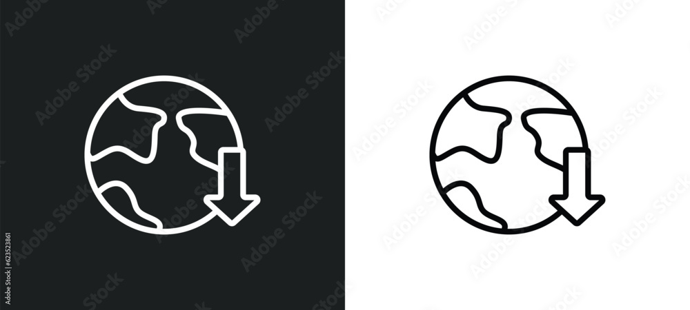 Poster download from the net icon isolated in white and black colors. download from the net outline vector 