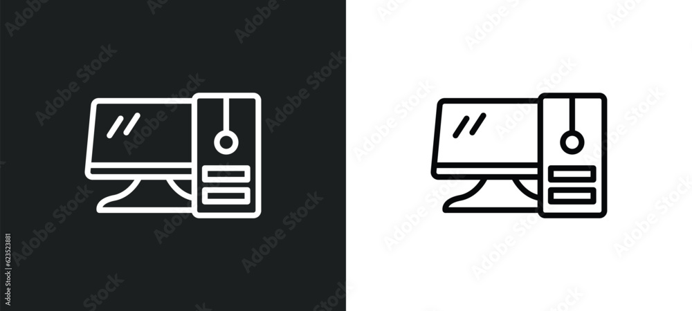 Poster workstation icon isolated in white and black colors. workstation outline vector icon from computer c
