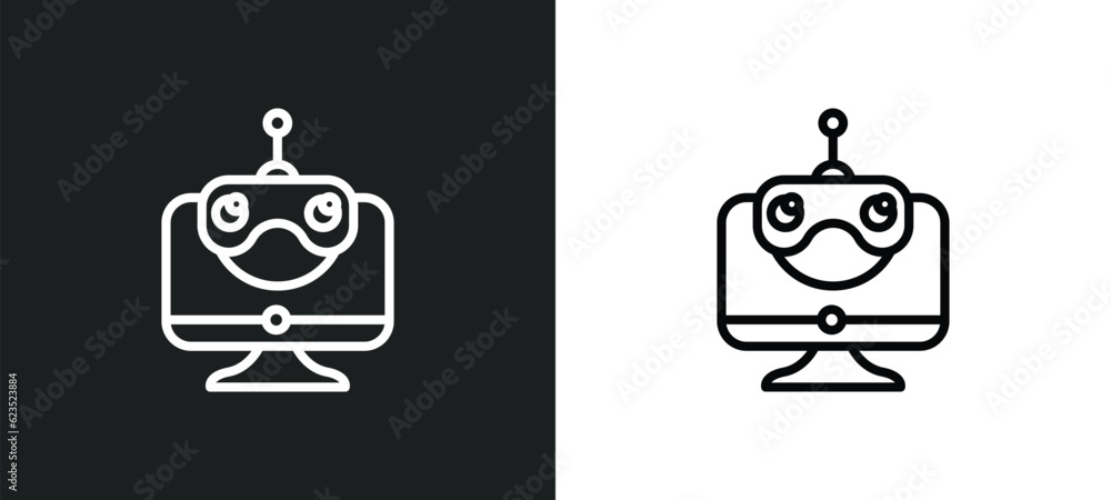 Poster robotic icon isolated in white and black colors. robotic outline vector icon from computer collection for web, mobile apps and ui.