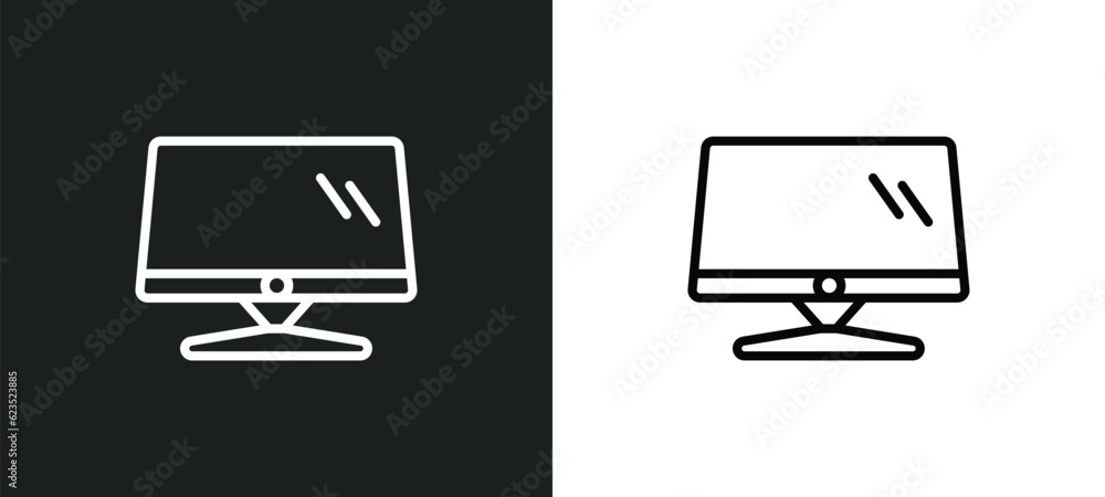 Poster monitor screen icon isolated in white and black colors. monitor screen outline vector icon from comp