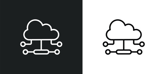 cloud network icon isolated in white and black colors. cloud network outline vector icon from computer collection for web, mobile apps and ui.