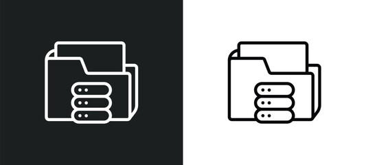 connected folder data icon isolated in white and black colors. connected folder data outline vector icon from computer collection for web, mobile apps and ui.