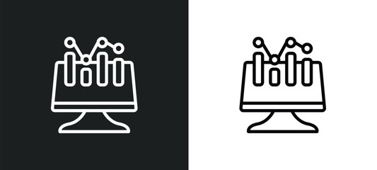 data analyser icon isolated in white and black colors. data analyser outline vector icon from computer collection for web, mobile apps and ui.
