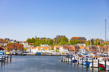 Walking in Flensburg's streets along the sea side, Germany	