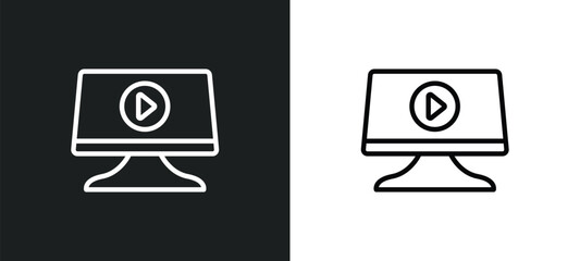 computer video icon isolated in white and black colors. computer video outline vector icon from computer collection for web, mobile apps and ui.