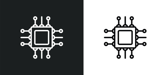 computer micro chip icon isolated in white and black colors. computer micro chip outline vector icon from computer collection for web, mobile apps and ui.