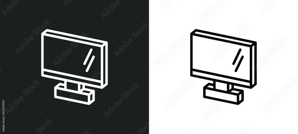 Poster 3d screen icon isolated in white and black colors. 3d screen outline vector icon from computer colle