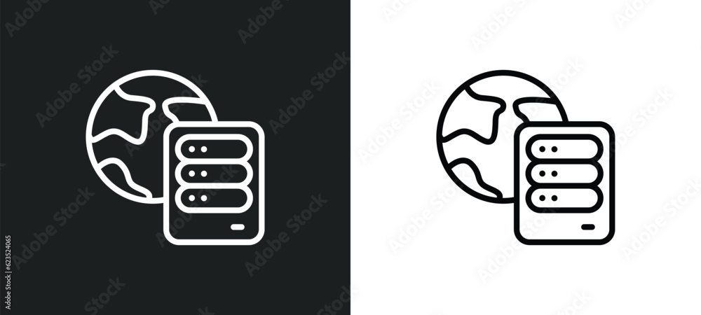 Poster internet server icon isolated in white and black colors. internet server outline vector icon from co