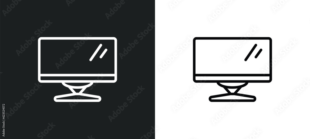 Poster computer monitor icon isolated in white and black colors. computer monitor outline vector icon from 