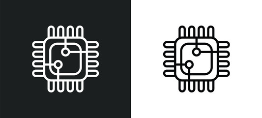 square chip icon isolated in white and black colors. square chip outline vector icon from computer collection for web, mobile apps and ui.