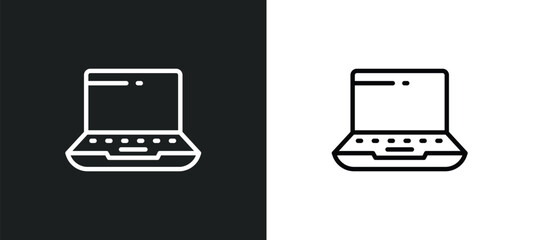 widescreen laptop icon isolated in white and black colors. widescreen laptop outline vector icon from computer collection for web, mobile apps and ui.