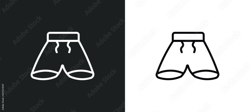 Poster short icon isolated in white and black colors. short outline vector icon from clothes collection for