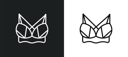 brassiere icon isolated in white and black colors. brassiere outline vector icon from clothes collection for web, mobile apps and ui. - obrazy, fototapety, plakaty