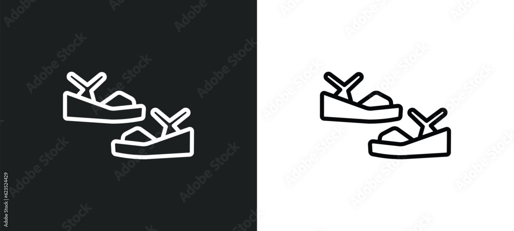Poster platform sandals icon isolated in white and black colors. platform sandals outline vector icon from 