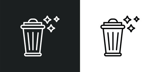 trash cleanin icon isolated in white and black colors. trash cleanin outline vector icon from cleaning collection for web, mobile apps and ui.