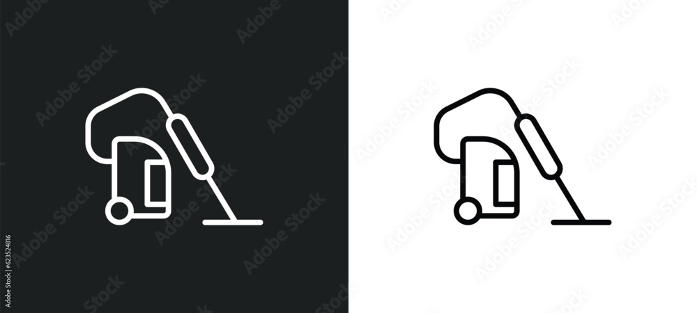 Poster hoover icon isolated in white and black colors. hoover outline vector icon from cleaning collection 
