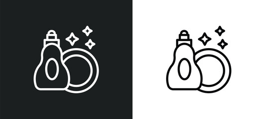 dishwashing detergent icon isolated in white and black colors. dishwashing detergent outline vector icon from cleaning collection for web, mobile apps and ui.