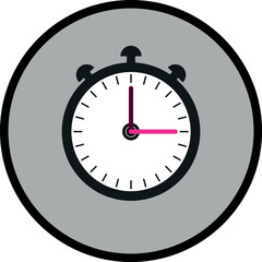 Clock icon. Vector on a gray background