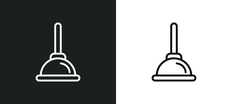 plunger icon isolated in white and black colors. plunger outline vector icon from cleaning collection for web, mobile apps and ui.