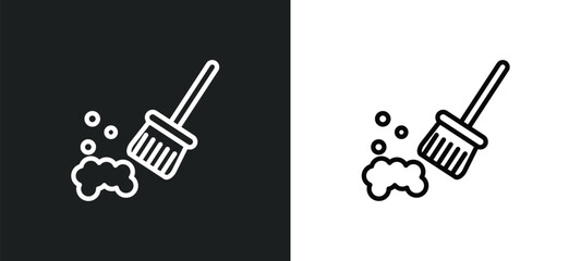 sweeping icon isolated in white and black colors. sweeping outline vector icon from cleaning collection for web, mobile apps and ui.