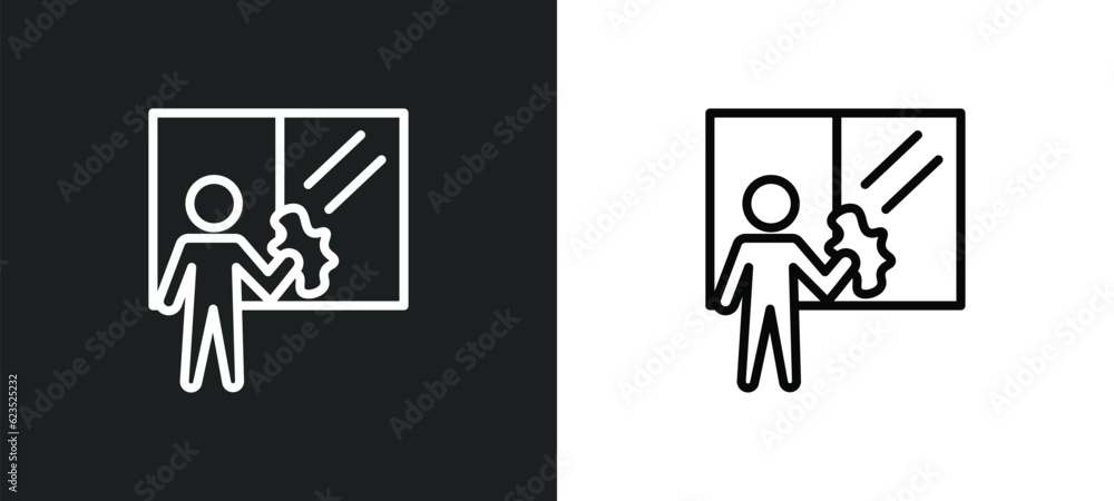 Poster window cleaner icon isolated in white and black colors. window cleaner outline vector icon from clea