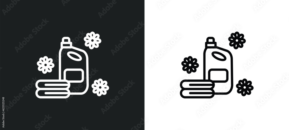 Poster softener icon isolated in white and black colors. softener outline vector icon from cleaning collect
