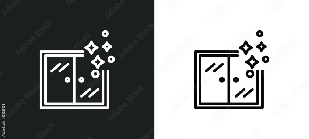 Poster cleaning window icon isolated in white and black colors. cleaning window outline vector icon from cl
