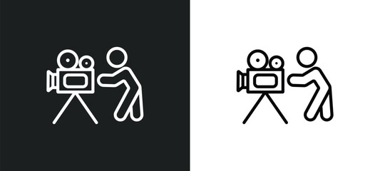 cameraman icon isolated in white and black colors. cameraman outline vector icon from cinema collection for web, mobile apps and ui.