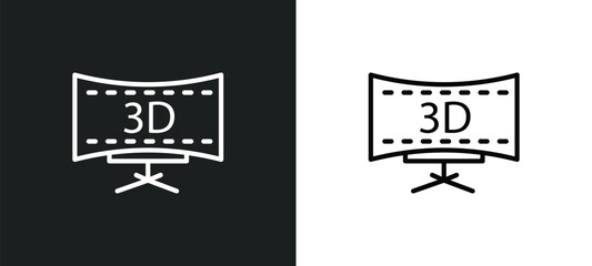 3 dimension screen icon isolated in white and black colors. 3 dimension screen outline vector icon from cinema collection for web, mobile apps and ui.