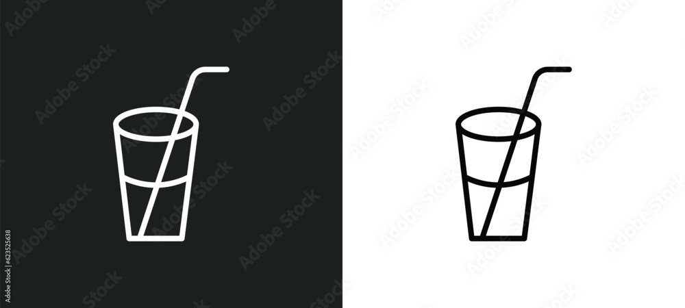 Aufkleber drink with straw icon isolated in white and black colors. drink with straw outline vector icon from 