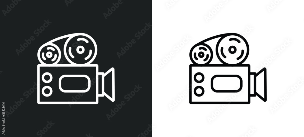 Aufkleber old projector icon isolated in white and black colors. old projector outline vector icon from cinema