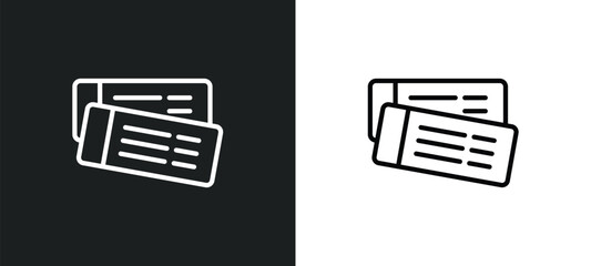 tickets icon isolated in white and black colors. tickets outline vector icon from cinema collection for web, mobile apps and ui. - obrazy, fototapety, plakaty