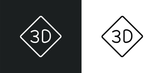 3d text icon isolated in white and black colors. 3d text outline vector icon from cinema collection for web, mobile apps and ui.