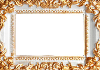 Vintage frame with blank white background. Mockup for design