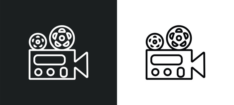 film viewer icon isolated in white and black colors. film viewer outline vector icon from cinema collection for web, mobile apps and ui.