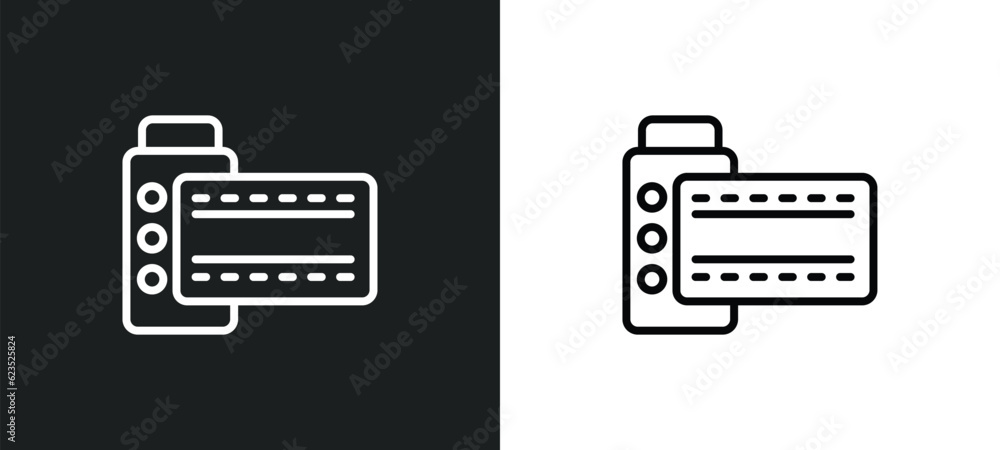Aufkleber camera roll icon isolated in white and black colors. camera roll outline vector icon from cinema col