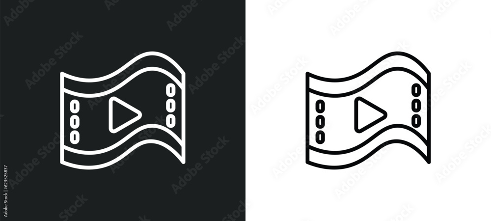 Poster big play button icon isolated in white and black colors. big play button outline vector icon from ci