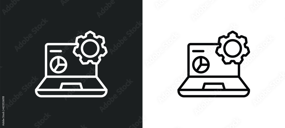 Poster data analytics icon isolated in white and black colors. data analytics outline vector icon from busi