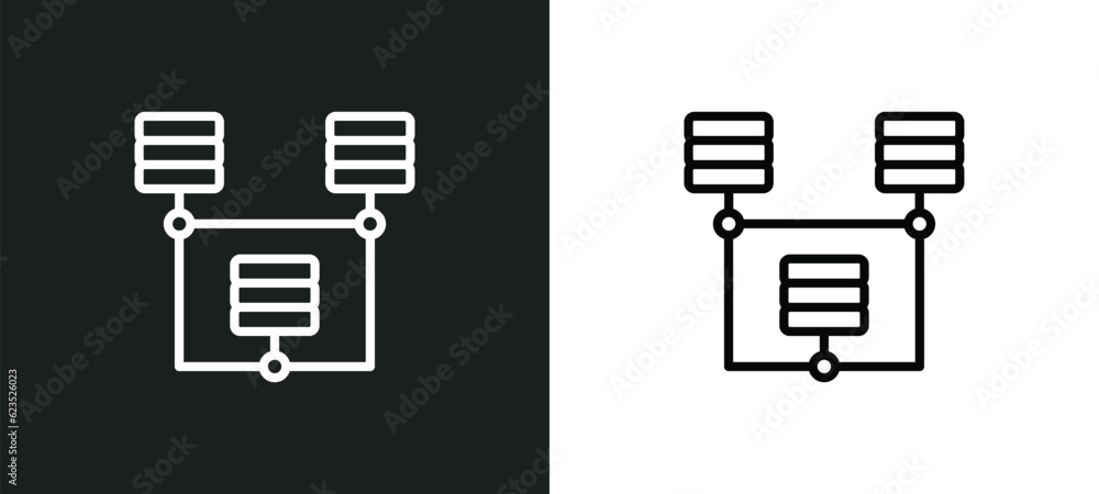 Poster connected data icon isolated in white and black colors. connected data outline vector icon from busi