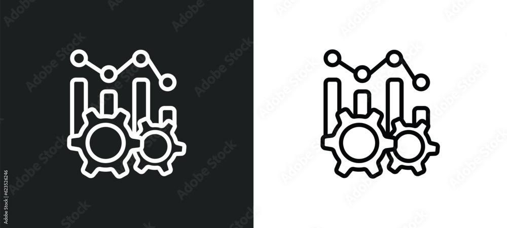 Poster production icon isolated in white and black colors. production outline vector icon from business and